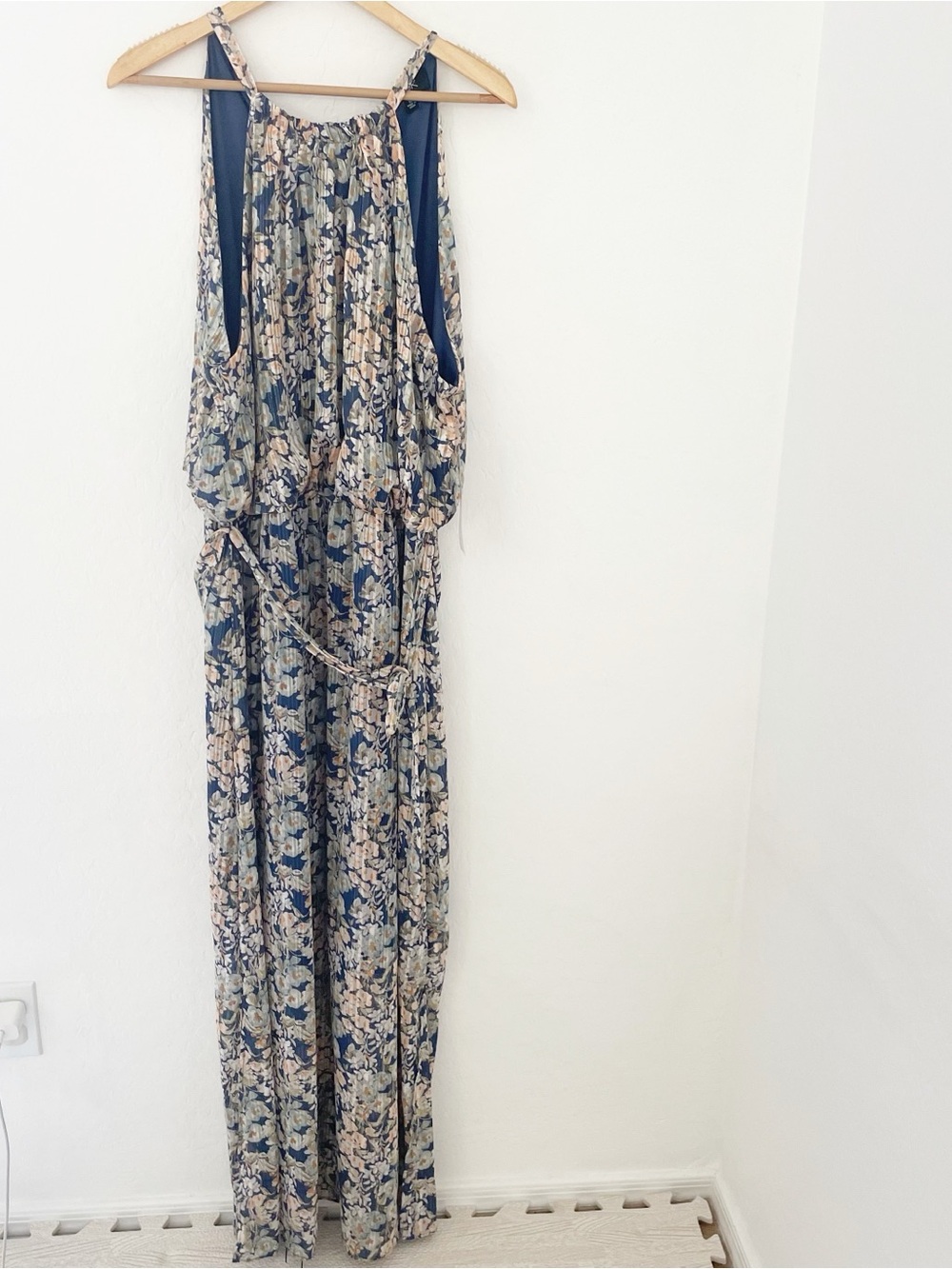 MSK pleated floral blouson halter maxi dress NWT size XL - Picture 2 of 7